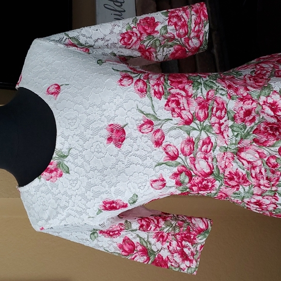🆕️ Charter Club White Floral Lace Overlay Fit & Flare Dress SIZE: S - Picture 4 of 13